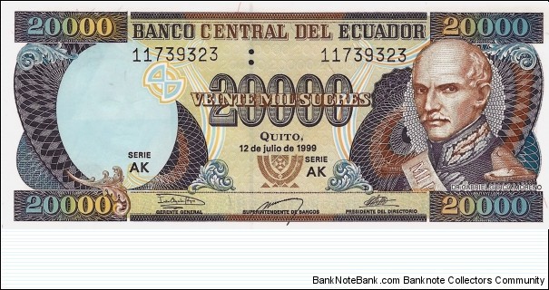 ECUADOR 20,000 Sucres Banknote