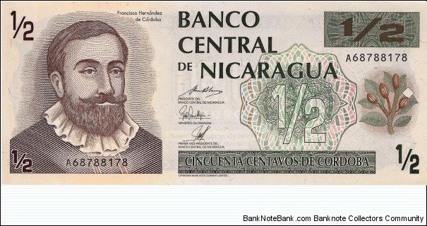 NICARAGUA 1/2 Cordoba Banknote