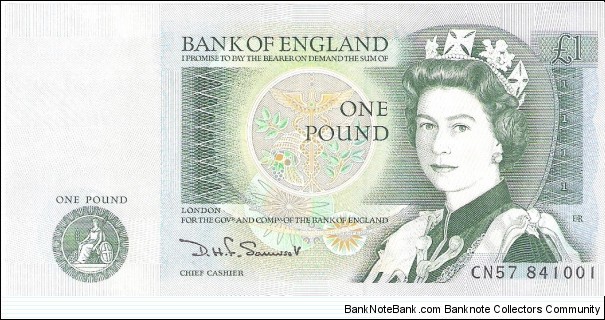 1 pound; ND (c. 1984).  Last 1 pound note before 1 pound coins. Banknote