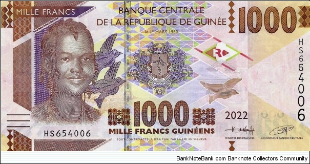 GUINEA 1000 Francs Banknote